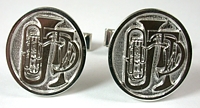 Custom Sterling Silver Monogram & Tuba Cufflinks