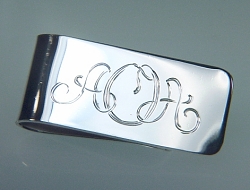Sterling hand engraved money clip