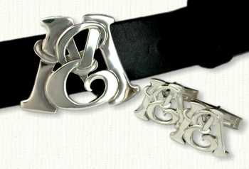 EM monogram belt buckle and cuff links