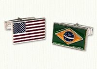 Custom enameled flag cuff links