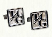 Square monogram cuff links in sterling silver CUFF LINKS